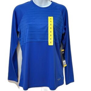 NWT Speedo Performance Womens Swim Tee Blue Size Small S Beach